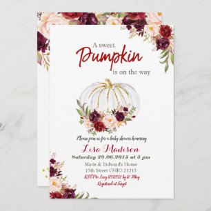 Marsala Pumpkin is on the way baby shower Invitation