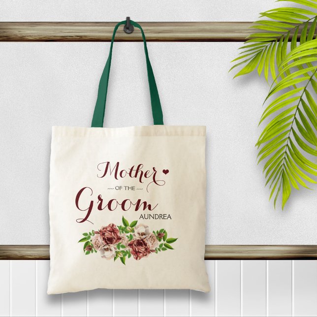 Marsala Red Floral Mother of the Groom Tote Bag (Creator Uploaded)