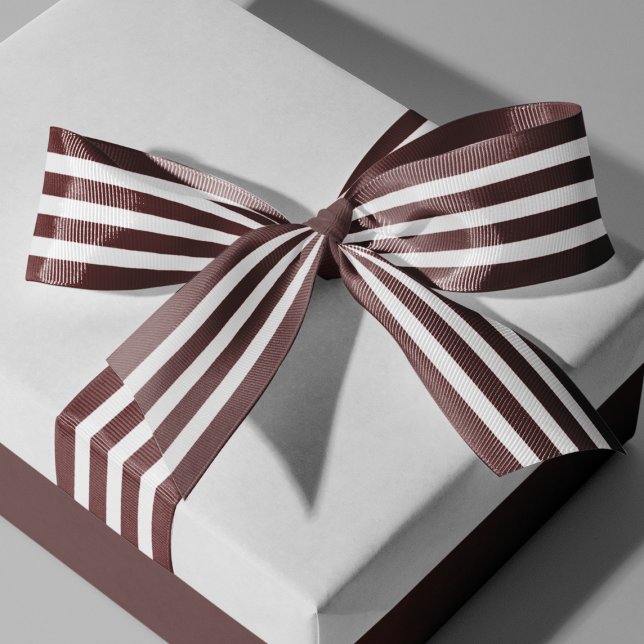 Marsala Red White Striped Grosgrain Ribbon (Marsala White Striped Grosgrain Ribbon)