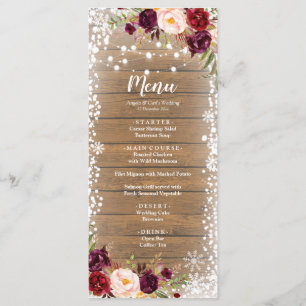 Marsala Romantic Rustic Winter Wedding Menu