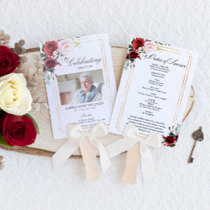 Marsala Rose Funeral Program Set of Fans