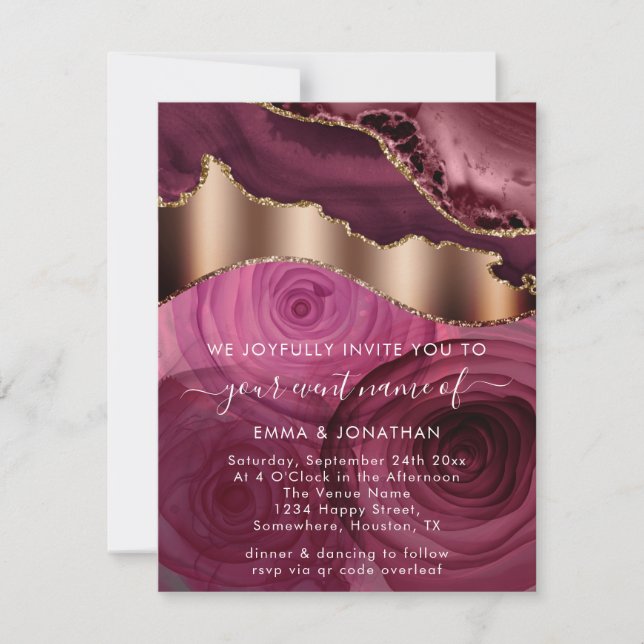 Marsala Roses Floral  Border QR Code Glutter (Front)
