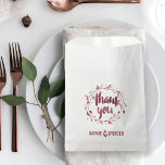 Marsala Watercolor Thank You Favour Bags<br><div class="desc">Favour bags feature a botanical wreath and brushstroke text in a fall-perfect palette of warm plum,  gold and marsala (2015 Pantone Colour of the Year!). 

Shop matching Marsala wedding and engagement items here:</div>