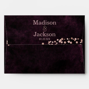 Marsala Wine & Rose Gold Glam Wedding Monogram Envelope