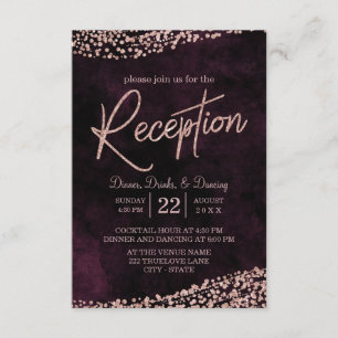 Marsala Wine & Rose Gold Wedding Reception Enclosure Card