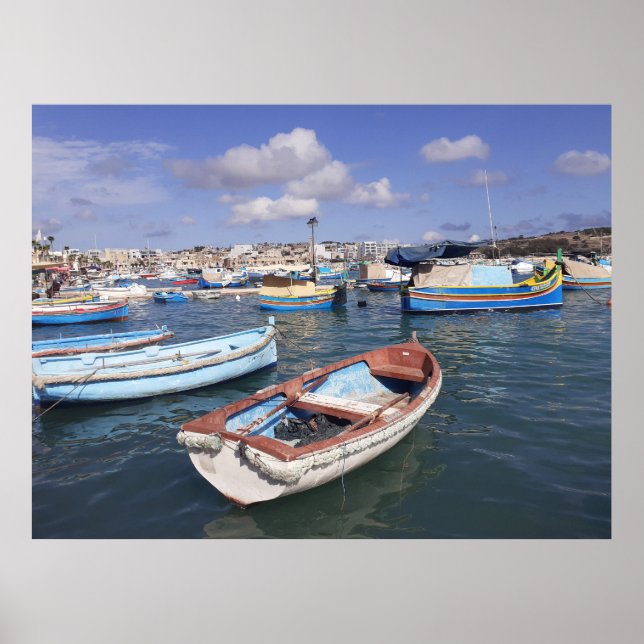 Marsaxlokk Fishing Boats Malta Poster (Front)