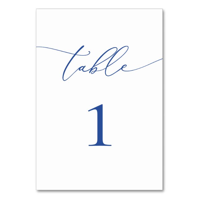 Marseille Bleu and White Minimalist Table Number (Front)
