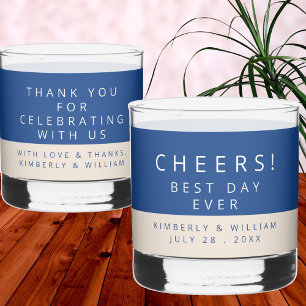 Marseille Bleu Double Sided Wedding Party Favours Whiskey Glass