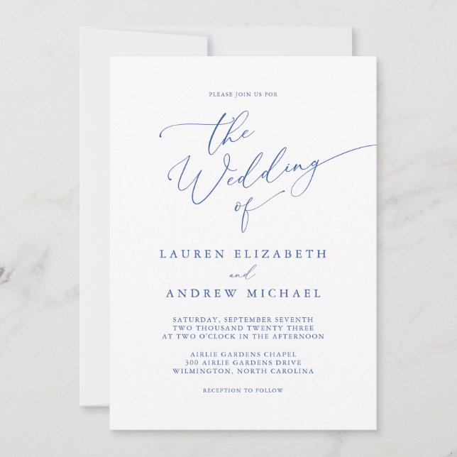 Marseille Bleu Elegant Wedding Invitation (Front)
