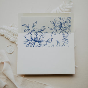Marseille Bleu Floral Wedding Invitation Envelope