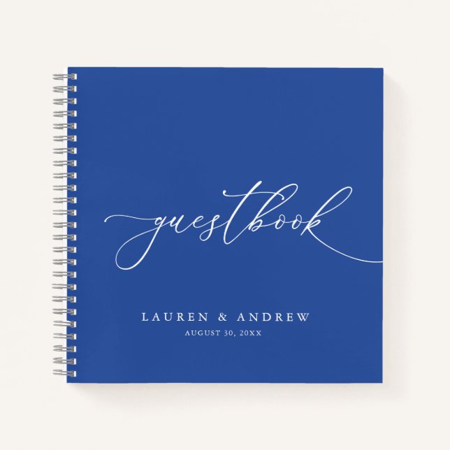 Marseille Bleu Minimalist Wedding Guestbook Notebook (Front)