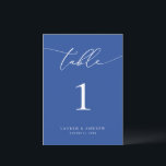 Marseille Bleu Minimalist Wedding Table Number<br><div class="desc">(**PLEASE NOTE: To order,  simply adjust your table number (and name/date) and add each number to your cart separately. Then check out once you are finished.) Beautiful,  elegant,  modern and minimalist,  table number card. Fully customisable with your names (or Event Name) and Date.</div>