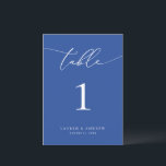 Marseille Bleu Minimalist Wedding Table Number<br><div class="desc">(**PLEASE NOTE: To order,  simply adjust your table number (and name/date) and add each number to your cart separately. Then check out once you are finished.) Beautiful,  elegant,  modern and minimalist,  table number card. Fully customisable with your names (or Event Name) and Date.</div>