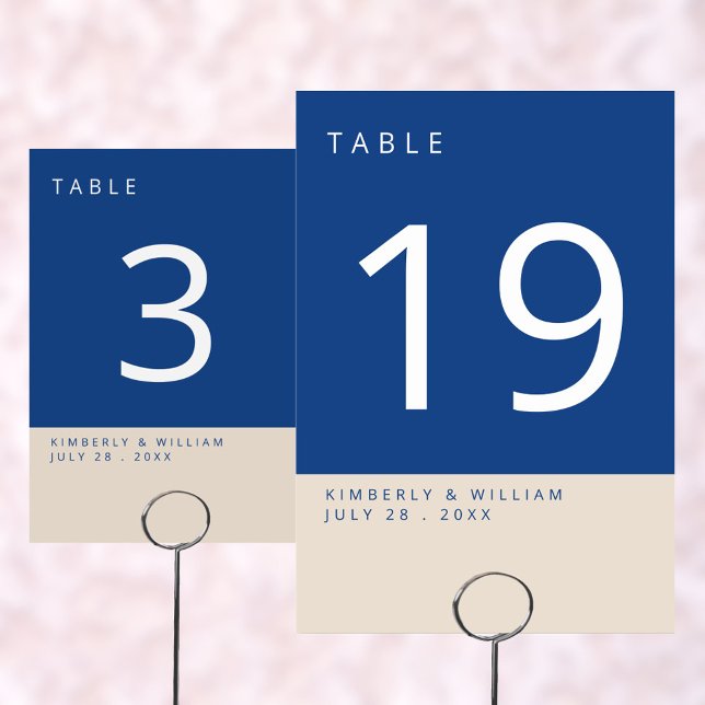 Marseille Bleu Modern Simple Wedding Reception Table Number (Marseille Bleu Modern Wedding Table Number Cards)