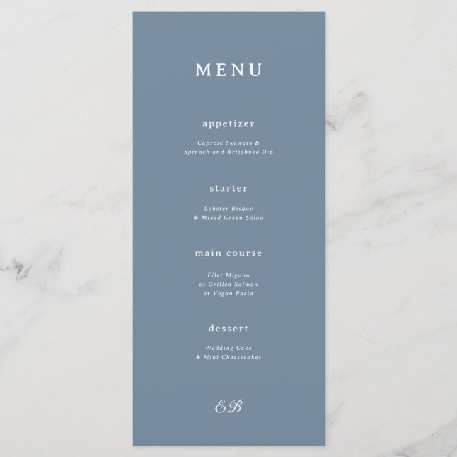 Marseille Blue Wedding Menu (Front)