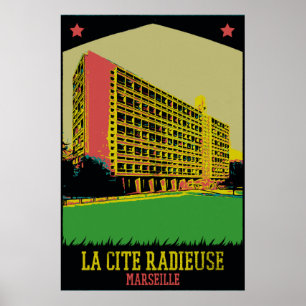 Marseille Cite Radieuse illustration France Poster