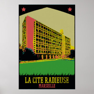 Marseille Cite Radieuse illustration France Poster