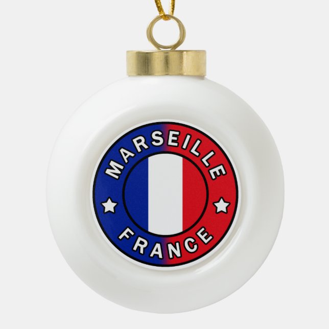 Marseille France Ceramic Ball Christmas Ornament (Front)