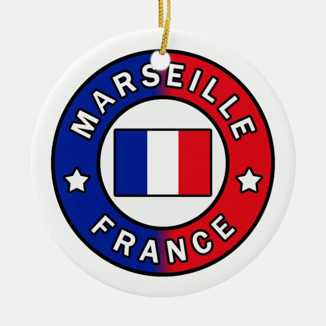 Marseille France Ceramic Tree Decoration (Front)