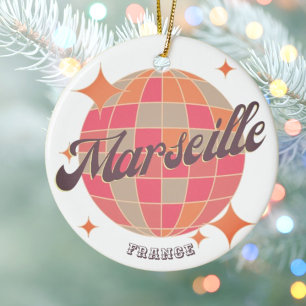 Marseille France City fashion pink disco ball Ceramic Tree Decoration