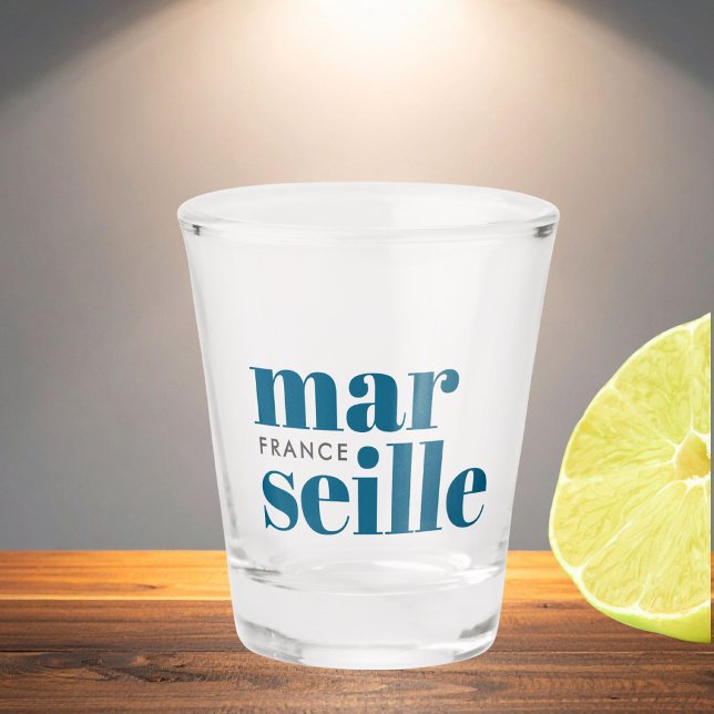 Marseille France modern typography  Shot Glass (Creator Uploaded)