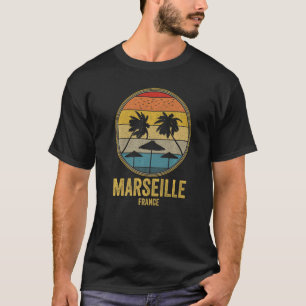 Marseille France Retro Vintage Sunset 80s Beach Di T-Shirt
