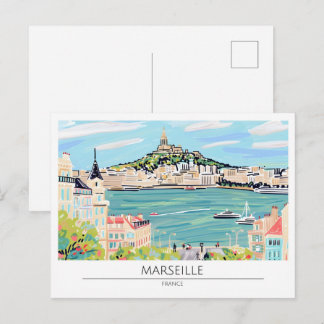 Marseille France Vintage Art Travel Postcard