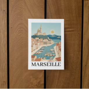 Marseille France Vintage Minimalist Travel Postcard