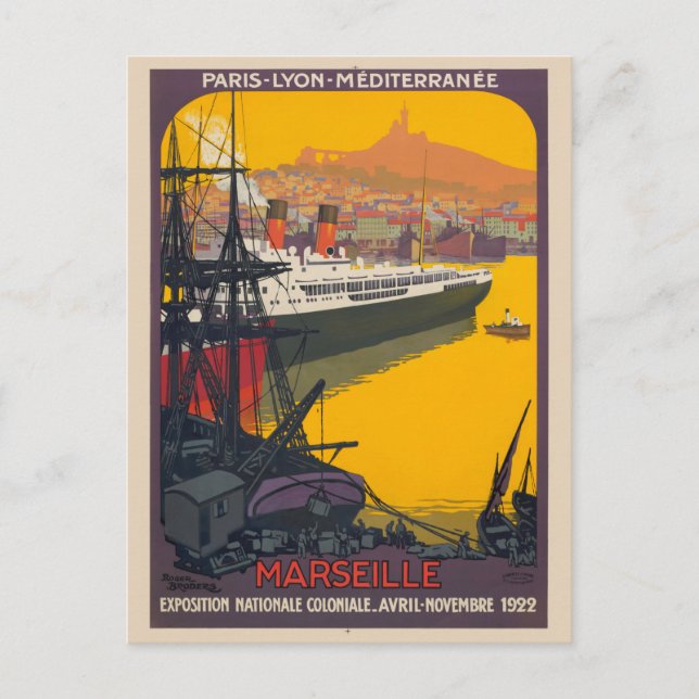 Marseille France Vintage Poster 1922 Postcard (Front)