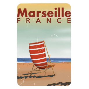Marseille France vintage travel poster Magnet