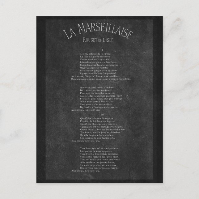 Marseille - Lyrics Postcard (Front)