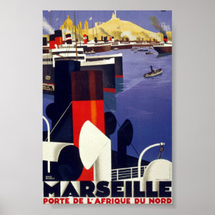 Marseille Vintage Travel Poster Restored