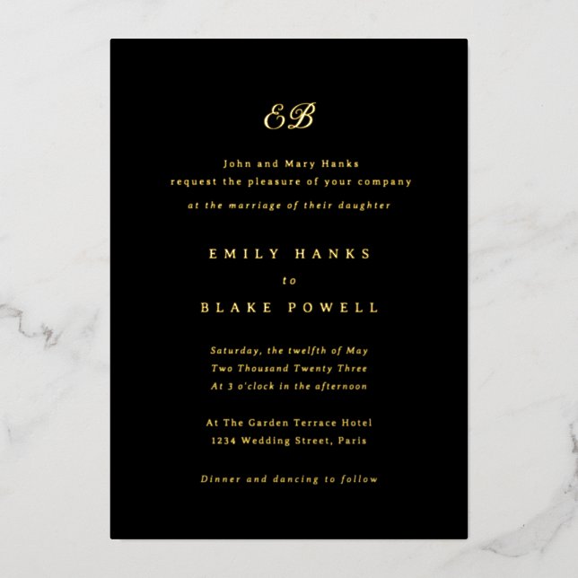 Marseille Wedding Invitation Foil Invitation (Front)