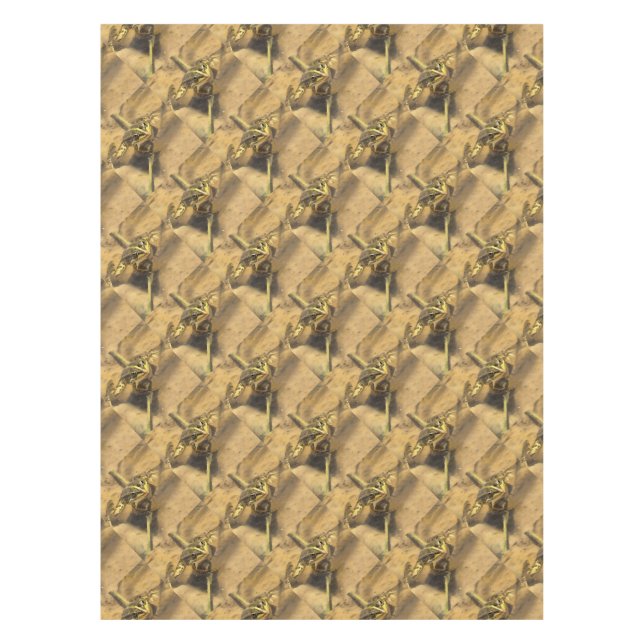 Marsh Frog Immersed In River Water Painting Tablecloth (Front)