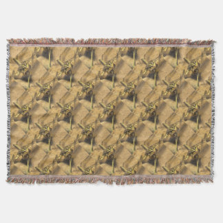 Marsh Frog Immersed In River Water Painting Throw Blanket