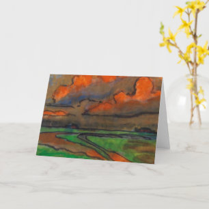 Marsh Landscape Under Red Clouds Emil Nolde Card