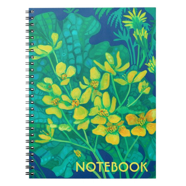 Marsh Marigold Summer Wildflowers Floral Painting  Notebook (Front)