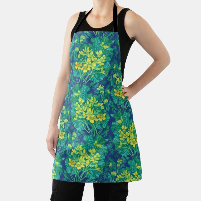 Marsh Marigold Wildflowers Yellow Flowers Pattern Apron (Insitu)