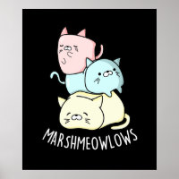 Marsh-meow-lows Funny Cat Marshmallow Pun Dark BG