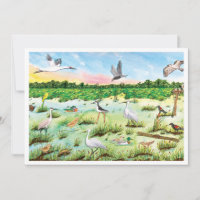 Marsh Wetlands Flat Greeting Card