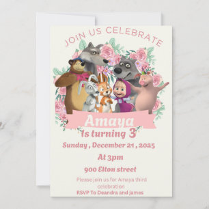 Marsha & Bear birthday invitation theme