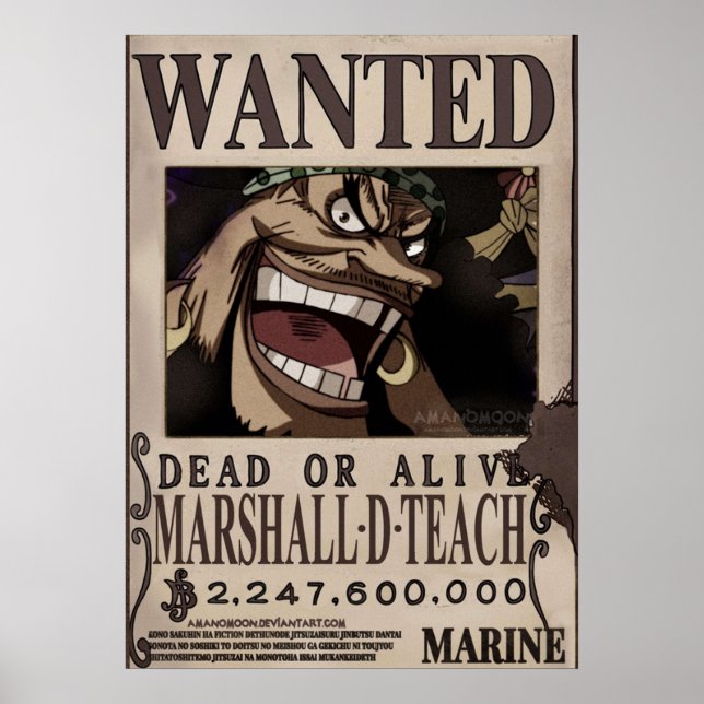 Marshall D Teach Wanted Bounty Poster (Front)