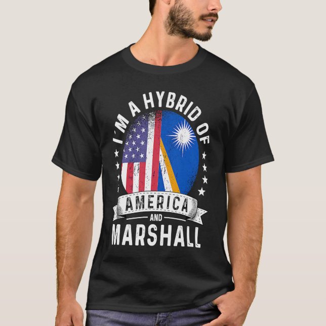 Marshall Islands American Patriot Grown  Flag Humo T-Shirt (Front)
