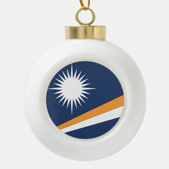 Marshall Islands Flag Ceramic Ball Christmas Ornament (Front)