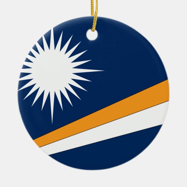Marshall Islands Flag Ceramic Tree Decoration (Front)
