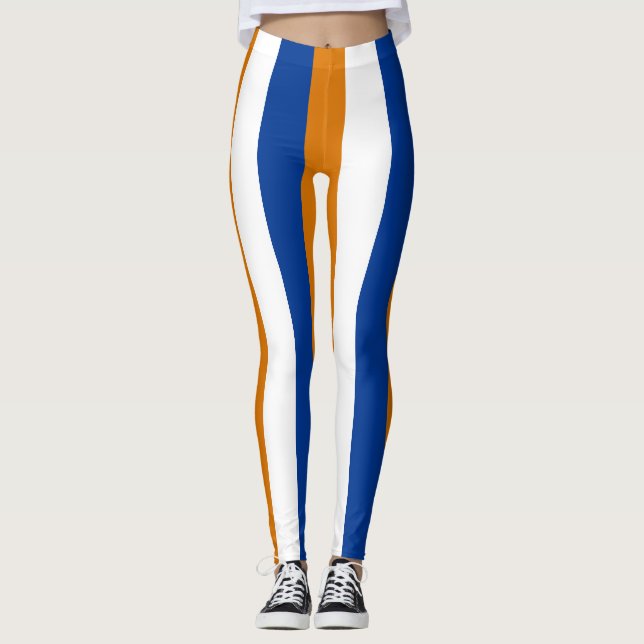 Marshall Islands Flag Colours Vertical Striped Leggings (Front)