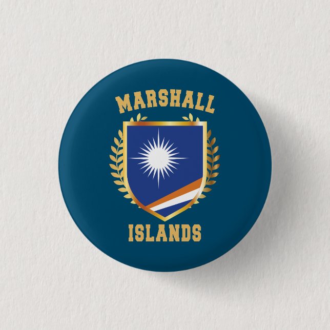Marshall Islands Flag Shield 3 Cm Round Badge (Front)
