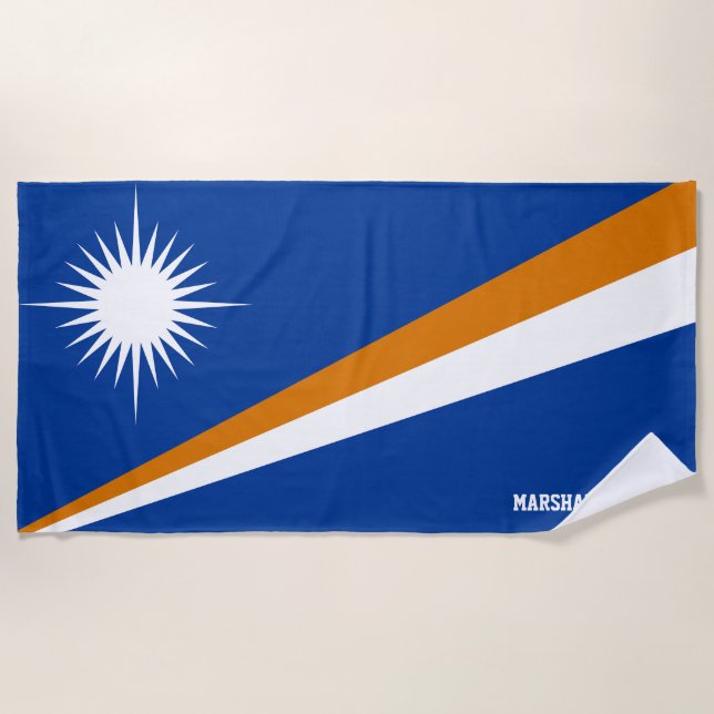 Marshall Islands Flag Splendid Patriotic Beach Towel (Front)