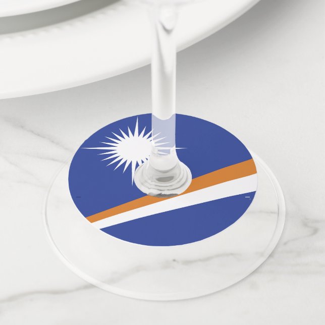 Marshall Islands flag Wine Glass Tag (Close Up)