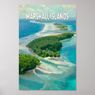 Marshall Islands Illustration Travel Art Vintage Poster